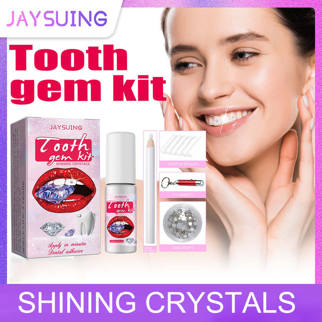 DIY Tooth Gem Kit with Curing Light Glue Dental Drill Set Box Safe Easy  Crystal Jewelry Tooth Gem Reliable Professional Ornament